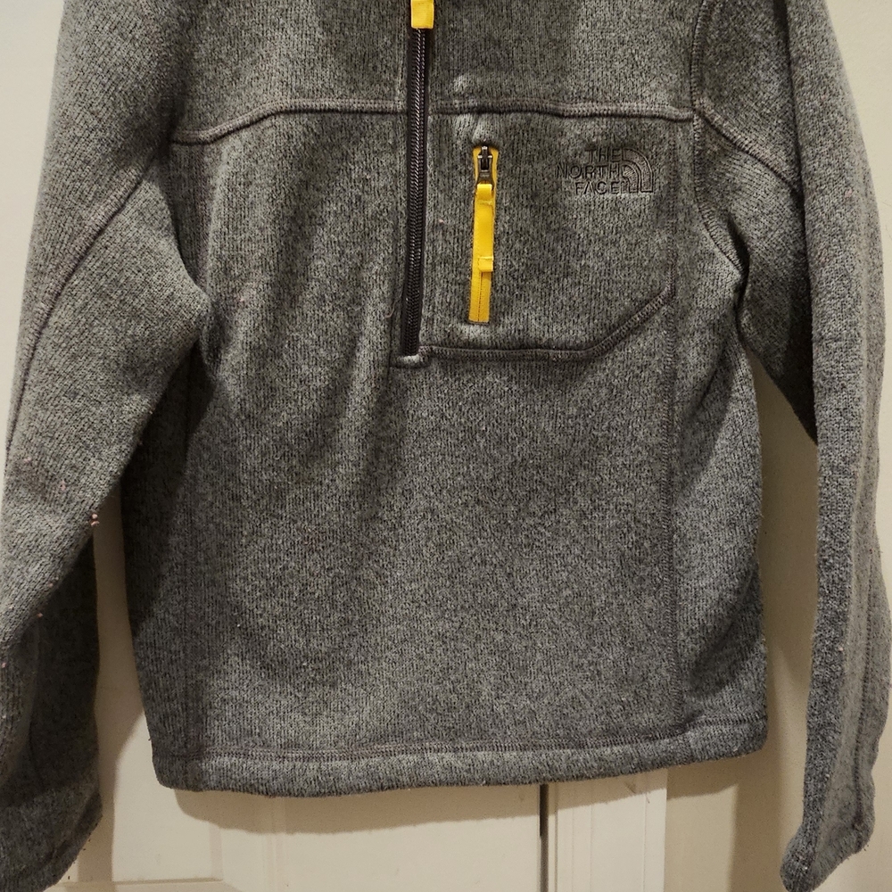 The North Face Charcoal Fleece with Yellow Trim